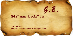 Gémes Beáta névjegykártya